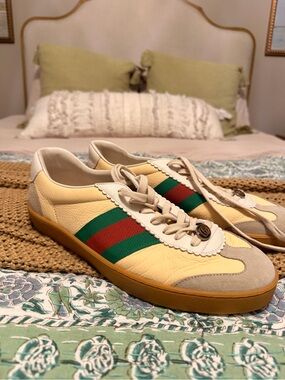 Gucci Web G 74 GG Sneakers Bees Yellow Leather